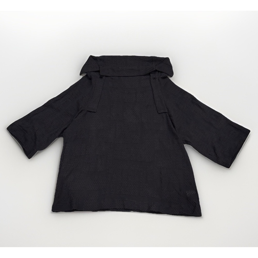 Y's By Yohji Yamamoto Grey Textured Knit Geometric Top 2025 Collection Sz 2 (M)